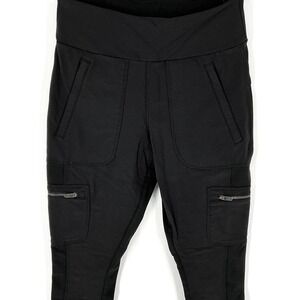 Athleta Black Cargo Pants Leggings High Rise Zip Pockets Size 2 Athleisure